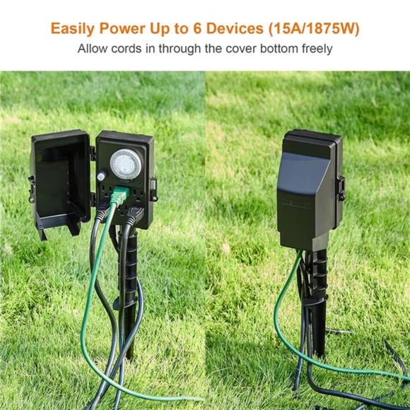 Outdoor Power Stake Timer,  Light Timer, Electrical Power Strip Weatherproof - Picture 4 of 6